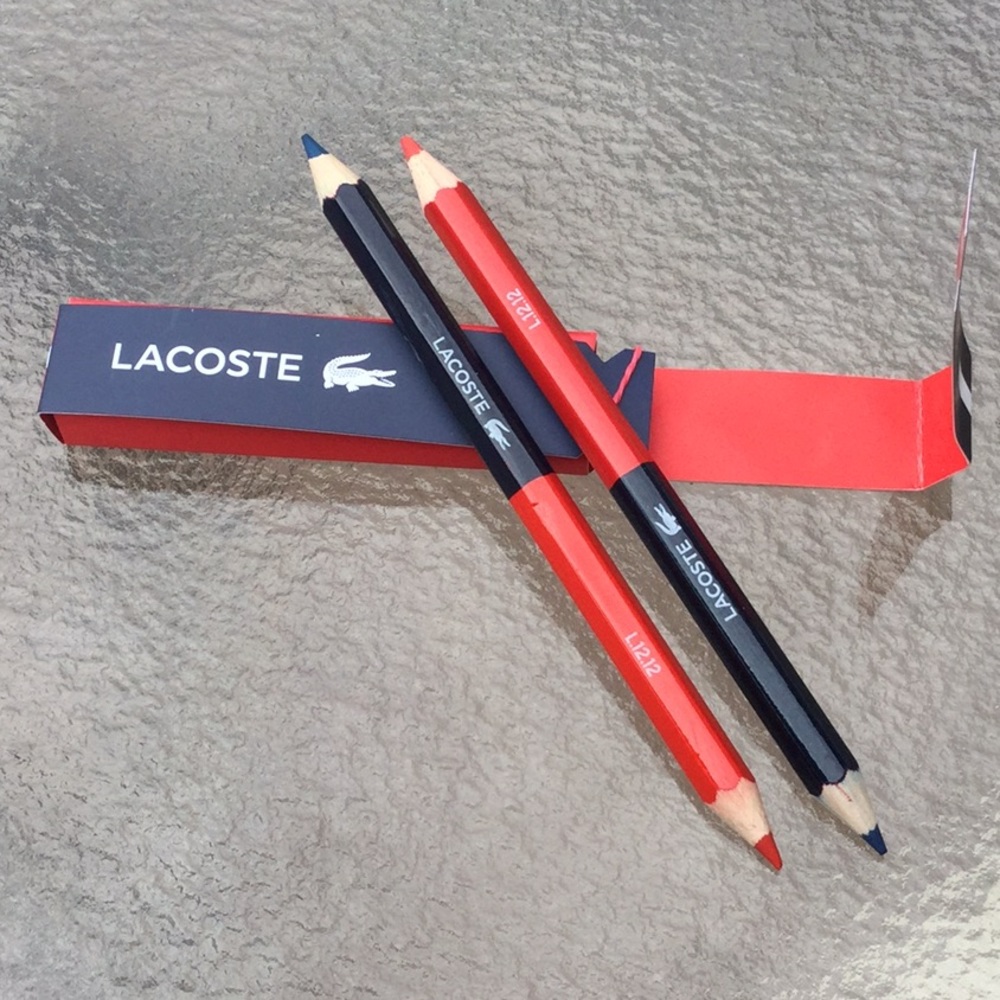 Lacoste Red & Blue large wooden pencils